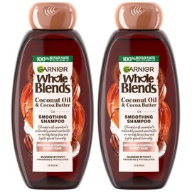 Garnier Hair Care Whole Blends Smoothing Hair Care Shampoo Set With Coconut Oil and Cocoa Butter Extracts, For Frizz Control, Paraben Free 44 Fl Oz