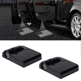 UHANBUT 2PCS Car Door Lights Logo Projector, LED Ghost Shadow Welcome Lamp, Universal Holeless Vehicle Door Sill Courtesy Light Accessories for Most Cars (Black)