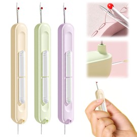 TZQFROCE Pack of 3 2 in 1 Needle Threader and Seam Ripper, Hand Machine Sewing Threader Tool, Threading Aid for Sewing Machines, Needle Threading Aid for Sewing Crafts, Sewing Accessories