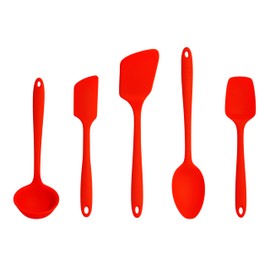 GIR: Get It Right - 5 Piece Essentials All Purpose Set - Ladle, Spatula, Flip, Spoon & Spoonula, Non-stick, Heat Resistant, Dishwasher Safe, Kitchen Utensils, Baking Supplies - Fire Red