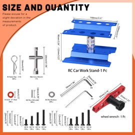Tanstic 245Pcs Aluminum Alloy RC Car Repair Work Stand with RC Screws Kit, 360 Degree Rotation Lift/Lower RC Car Work Stand Repair Workstation for 1/8 1/10 1/12 Scale RC Cars Trucks