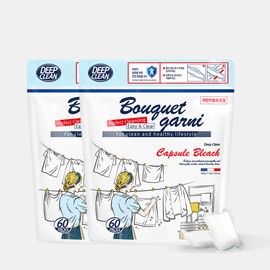 Bouquet Garni [120 pieces] Bouquet Garni Deep Clean Capsule Bleach 60 pieces, 2 pieces Wash white clothes, remove yellow stains, remove old stains from dress shirts / [120개입] 부케가르니 딥 클린 캡슐 표백제 60개입 2개 흰옷빨래, 누런때제거, 와이셔츠묵은때, 얼룩제거