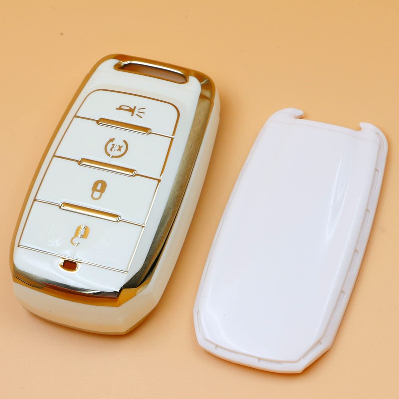 CHQLPBF 2pcs for Dodge RAM Key Fob Cover with Keychain,