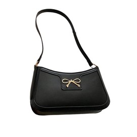 RoseSeek Women's Bowknot Zipper Shoulder Handbag Top Handle Elegant Small Underarm Bags Trendy Purse Black Small