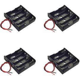 DIYables 4 AA Battery Holder, Battery Storage Case with Wire Lead, 4 x 1.5V (6V), 4 Pieces
