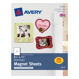 Avery Ink Jet Magnet Sheets, Matte White, 8-1/2-Inch by 11-Inch, Pack of 3
