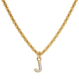 Joo&Rind Women's Gold Necklace with Letter Pendant, Bright French Necklaces with Diamonds, 18 Gold-Plated Chains, Hypoallergenic Jewellery, Women's Gifts for Women, Stainless Steel