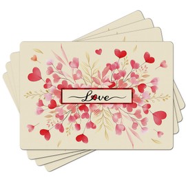 Valentines Placemats Set of 4, Faux Leather Valentine Place Mats for Kitchen Table Indoor Outdoor Washable Non-Slip Heat Resistant Placemat Wipeable Dining Table Mats