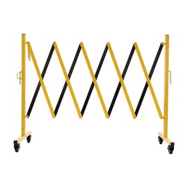 Industrial Expandable Metal Barricade 8.2 Feet, Yellow and Black, Portable Safety Barrier Gate with Casters Retractabl Traffic Fence Mobile Barrier Gate for Construction Site Elevator Outdoor Road