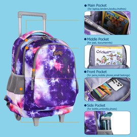 seastig Rolling Backpack for Kids Wheeled Backpack 18in Double Handle Backpack with Wheels