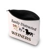 PXTIDY Funny Dachshund Gifts Easily Distracted by Weiners Cosmetic Bag