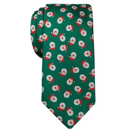 Retreez Men Skinny Woven Christmas Tie Santa 6 cm - Green