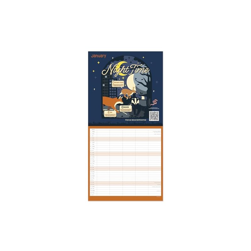 2025 Natural History Museum Wonderful Wildlife Square Family Wall Calendar