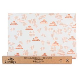 Zenlogy Reusable Beeswax Food Storage Wrap, Eco Friendly Alternative, Sustainable Organic Cut to Size Cotton Beeswax Wraps, 1 Roll, 13in x 55in (33cm x 140cm)