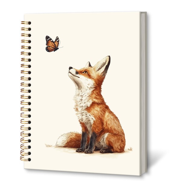 KTYHD Fox Notebook Journal 5.5x8.3in, Woodland Animals Butterfly Aesthetic Journal