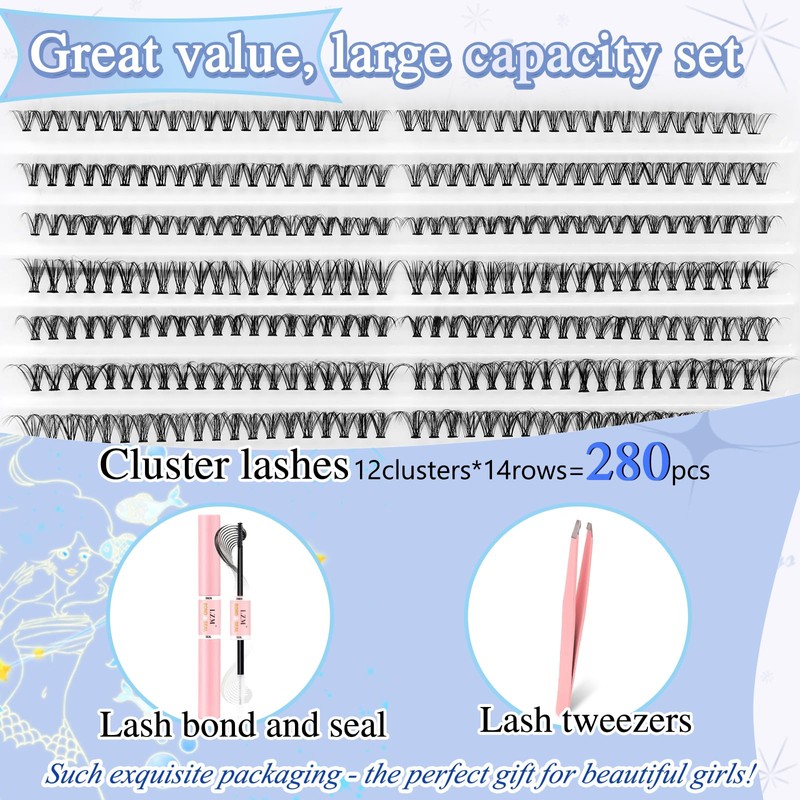 LZM Lash Clusters Natural Look Cluster Eyelash Extensions Kit with