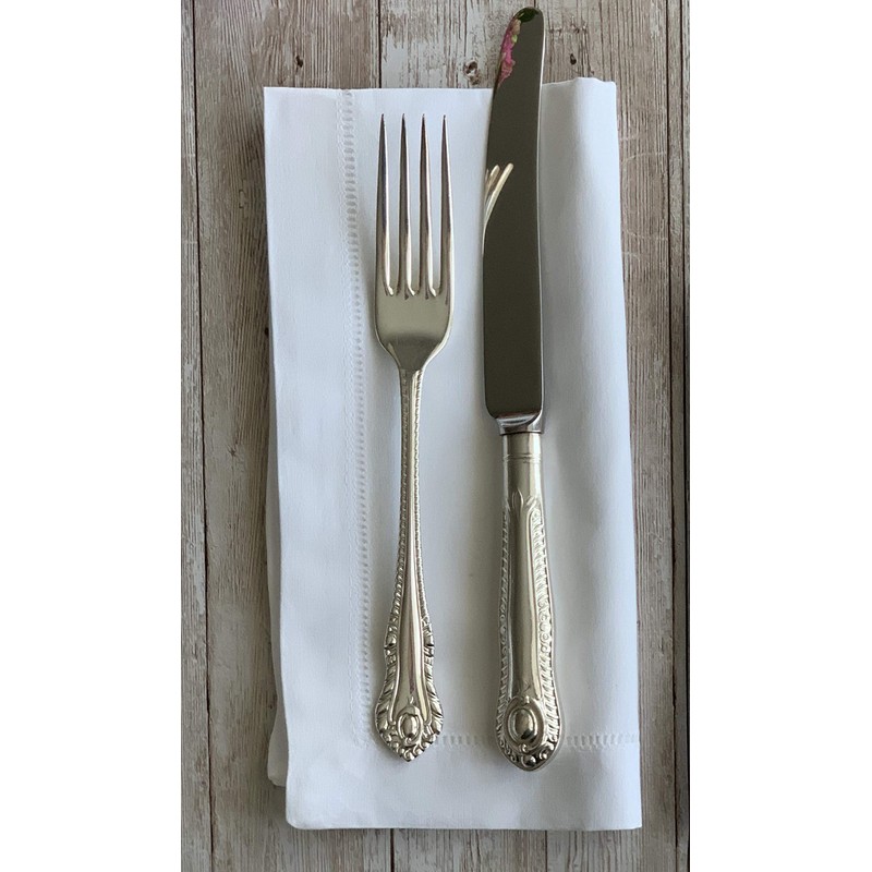Set of 6, 100% Cotton White Hemstitch Napkins 17" x
