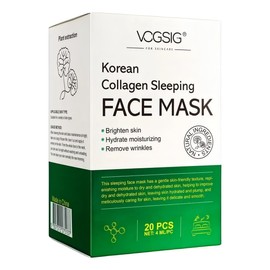 20 Mascarillas Faciales Coreanas con Colgeno y Aloe  Hidratantes para Piel Seca y Mixta  Sleeping Mask de Noche, Regeneracin, Suavidad y Luminosidad  