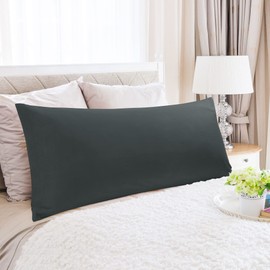 PiccoCasa Body Pillow Cover Egyptian Cotton Bolster Pillow Cases - 300 Thread Count Super Soft and Breathable Long Body Pillowcase with Zipper Closure Black 20"x54"/ 4.6ft