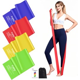 Fokky Fitnessbänder 4er-Set, Resistance Bands 2M Fitnessband, Gymnastikband mit 4 Stufen, Widerstandsbänder Fitnessbänder Gummiband für Muskelaufbau, Yoga, Pilates für Männer und Frauen