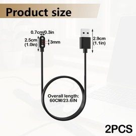 Girihe 2 PCS Reflex Active Smart Watch Charger, 4 MM Smart Watch Charger 2 Pin Magnetic, 60 CM Charging Usb Cables for Dafit Erunsa