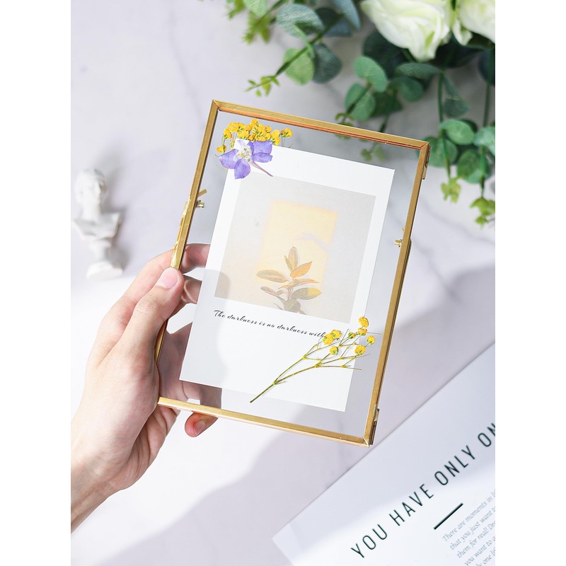 Glass Pressed Flower Frame Handmade, Floating Picture Frames for Pressed