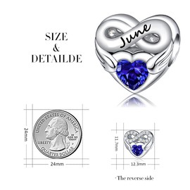 FOREVER QUEEN June Birthstone Charms for Charms Bracelet- 925 Sterling Silver Bead Endless Love Charms, Happy Birthday Charms for Bracelet and Necklace