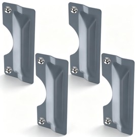 4 PCS Door Latch Guard Plate, 3 X 7'' Door Latch Protector, Doors Lock Plate Cover, Electroplated Sand Carbon Steel, Against Forced Entry, Easy to Install, Gray
