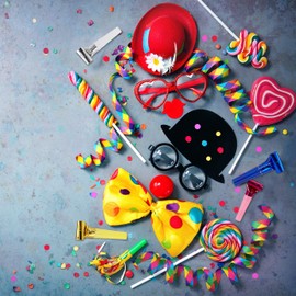 Relaxdays 50 x Party Blushes Children's Birthday Party Pack Noisemaker Blowing Knuckle Assorted Colours