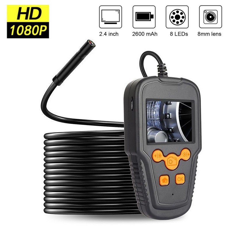 2MP Industrial Endoscope Handheld 2.4in HD Screen Waterproof 8mm Lens
