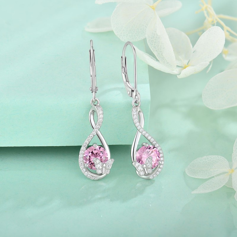 Starchenie Butterfly Dangle Drop Earrings 925 Sterling Silver Infinity Leverback