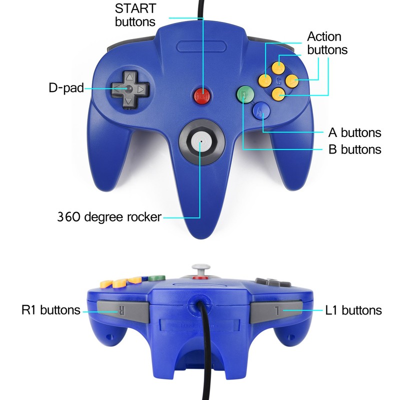 2xClassic N64 Controller,kiwitata Retro Wired Gamepad Controller Joystick for N64