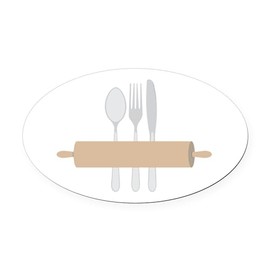 CafePress Rolling Pin & Utensils Euro Oval Car Bumper Magnet