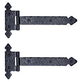 2 Pack 9 Inch Black Wrought Iron Hinges - Hand Forged Wrought Iron Door Hinges – Rustic Iron Hinges for Farmhouse Shutters, Chests, Barn Doors, Shutter and Gates – The Jamestown Series