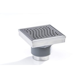 Oatey DSS4040R2 Designline Stainless Steel DIY Shower Drain Wave Grate with Adjustable Leveling Feet and Hair Catcher, 4 x 4 in, 4"