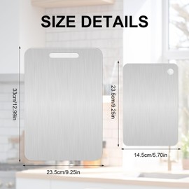 Titanium Chopping Board, Pack of 2, Titanium Cutting Board, Easy to Clean, Double-Sided Chopping Board, Stainless Steel Chopping Board, Titanium Chopping