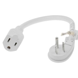SF Cable 2ft 16/3 AWG Ultra Low Profile NEMA 5-15P Right Angle to NEMA 5-15R Power Cord, White