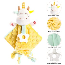 HECCEI Baby Security Blanket Sweet Lovey for Baby Boy Girls with Tag, Baby Comfort Newborn Gifts Soft Plush for Newborns Infant Toddler (Happy Cow)