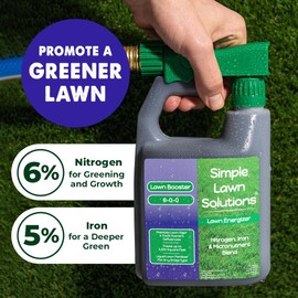 Simple Lawn Solutions Commercial Grade Lawn Fertilizer with Iron- Liquid Fertilizer Spray- Nitrogen and Iron for Deeper Green Turf- Any Grass Type - Simple Lawn Solutions - Lawn Energizer - 32 Ounce