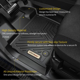 YITAMOTOR Floor Mats Compatible with 2017-2021 Nissan Titan, 2016-2021 Nissan Titan XD Crew Cab with 1st Row Bucket Seat, Custom Fit Floor Liners, 1st & 2nd Row All-Weather Protection, Black