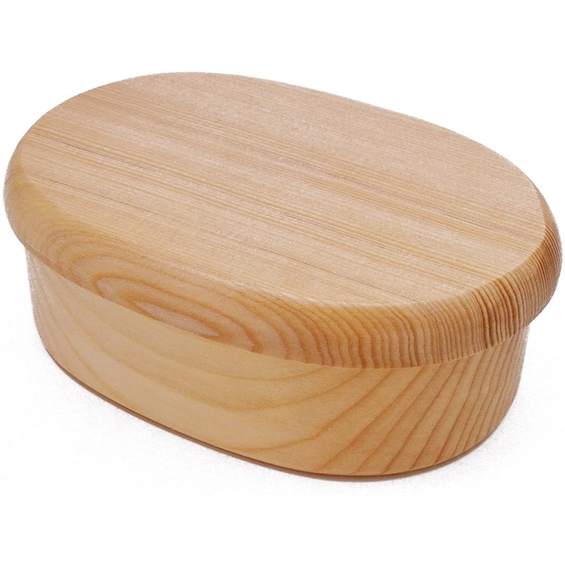 Osaka Choseido Wooden Hollow Lunch Box, Oval (Heathered Fabric), 1-Tier