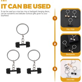 3piezas Llaveros para Hombre Gym Diseño de Mancuernas Argollas Resistentes y Creativas Regalos para Novios Amantes del Fitness Accesorio para Llaves o Bolsas