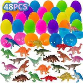 Easter Eggs with Dinosaur Toys, Easter Egg Fillers Plastic Surprise Eggs, Dinosaur Eggs Easter Basket Stuffers Easter Party Favors for Kids Boys Girls Toddlers, 24 Packs