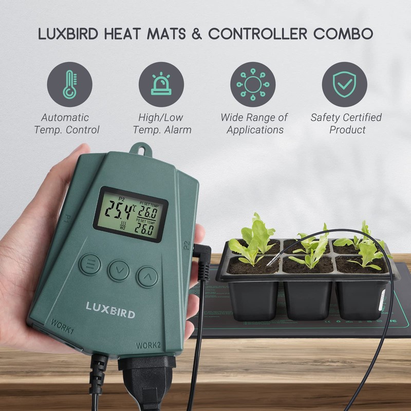 Luxbird Seedling Heating Mat with Thermostat Controller, IP67 Waterproof, 10