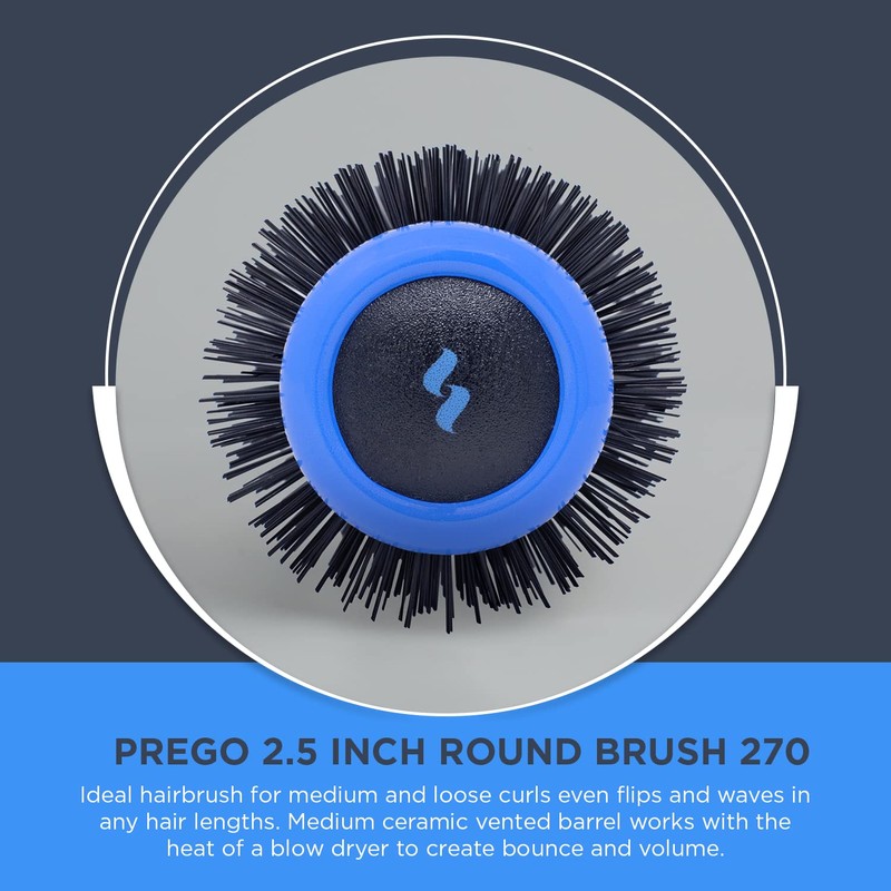 Spornette Prego 2.5 inch Round Brush (#270) with Tourmaline Ceramic