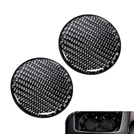 MLY 2PCS Carbon Fiber Cup Holder Coasters, Non-Slip 2.75 Inch Universal Car Drink Mats, Anti-Spill Embedded Insert for Auto Interior, Durable Racing Design Car Accessories (Black)