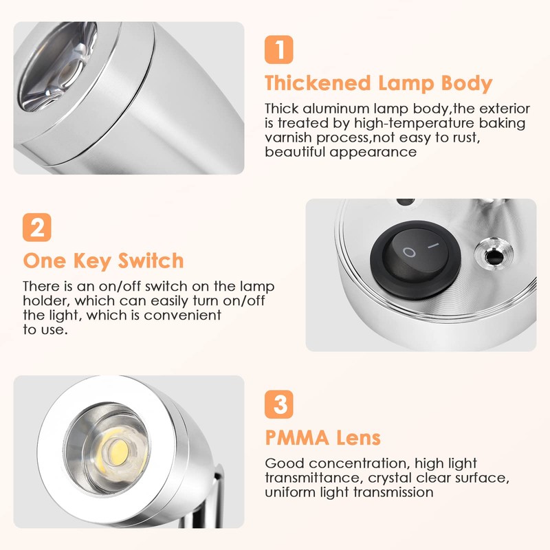 12V LED Spot Reading Light, RV Interior Lighting, Rotatable Reading
