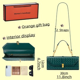 Woven Evening handbags for Women Crossbody Purse Wallet With Orange Gift Bag-Purple