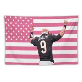 Joe Star Burrow Pink American Flag Tapestry, aesthetic room decor, funny room decor, Joe Burrow gift - Color: 40x30in