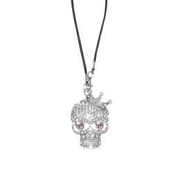 Bling Skull Car Hanging Ornament, Crystal Rhinestone Car Rear View Mirror Charm, Cute Car Mirror Hanging Accessories, Auto Interior Decoration Pendant for Women Men (Silver)